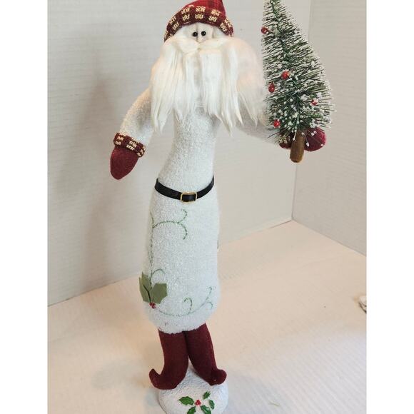 Tall Slender Santa Figurines  Felted Shopping Packages Decorating Tree 17" tall - Picture 6 of 10
